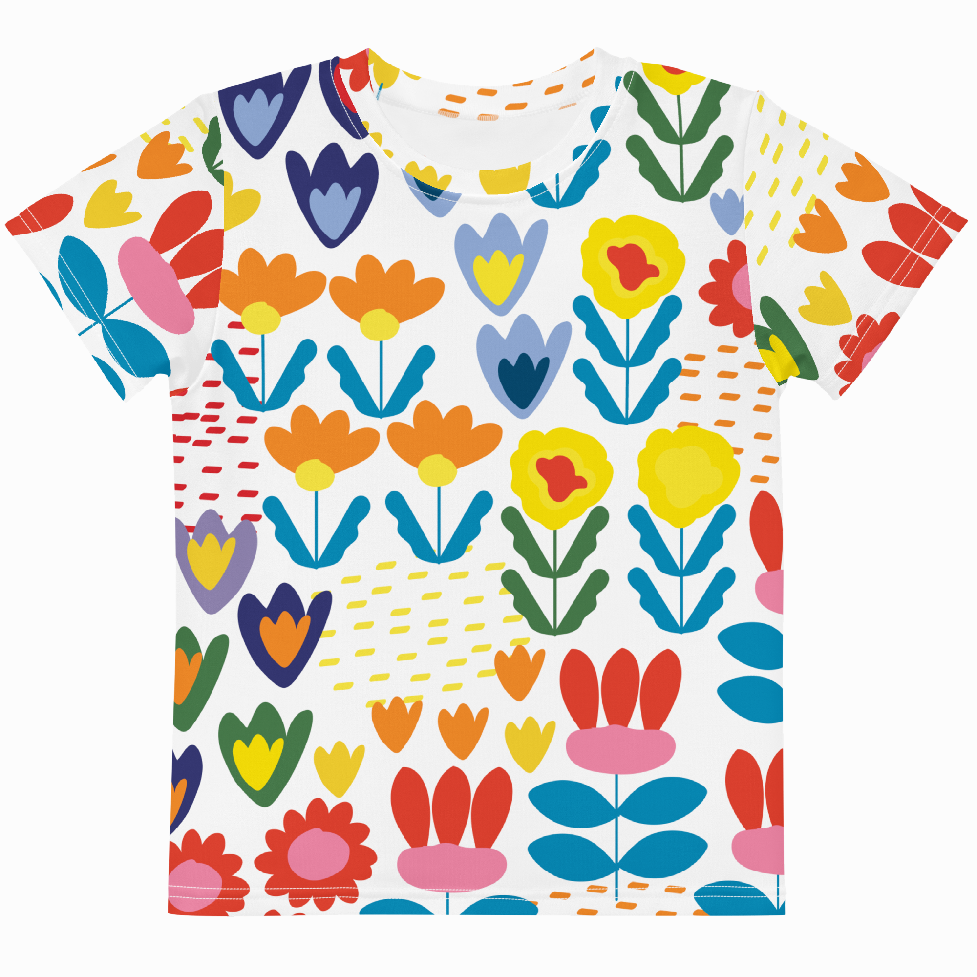 Colorful floral patterned shirt on a white background