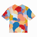 Colorful t-shirt with abstract pattern on a white background