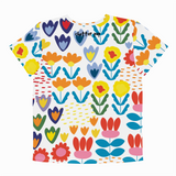 Colorful floral patterned shirt on a white background
