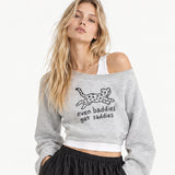 BADDIE SADDIE OFF THE SHOULDER SWEATSHIRT