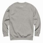 Heather gray crewneck sweatshirt shown flat on white background.