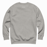 Heather gray crewneck sweatshirt shown flat on white background.