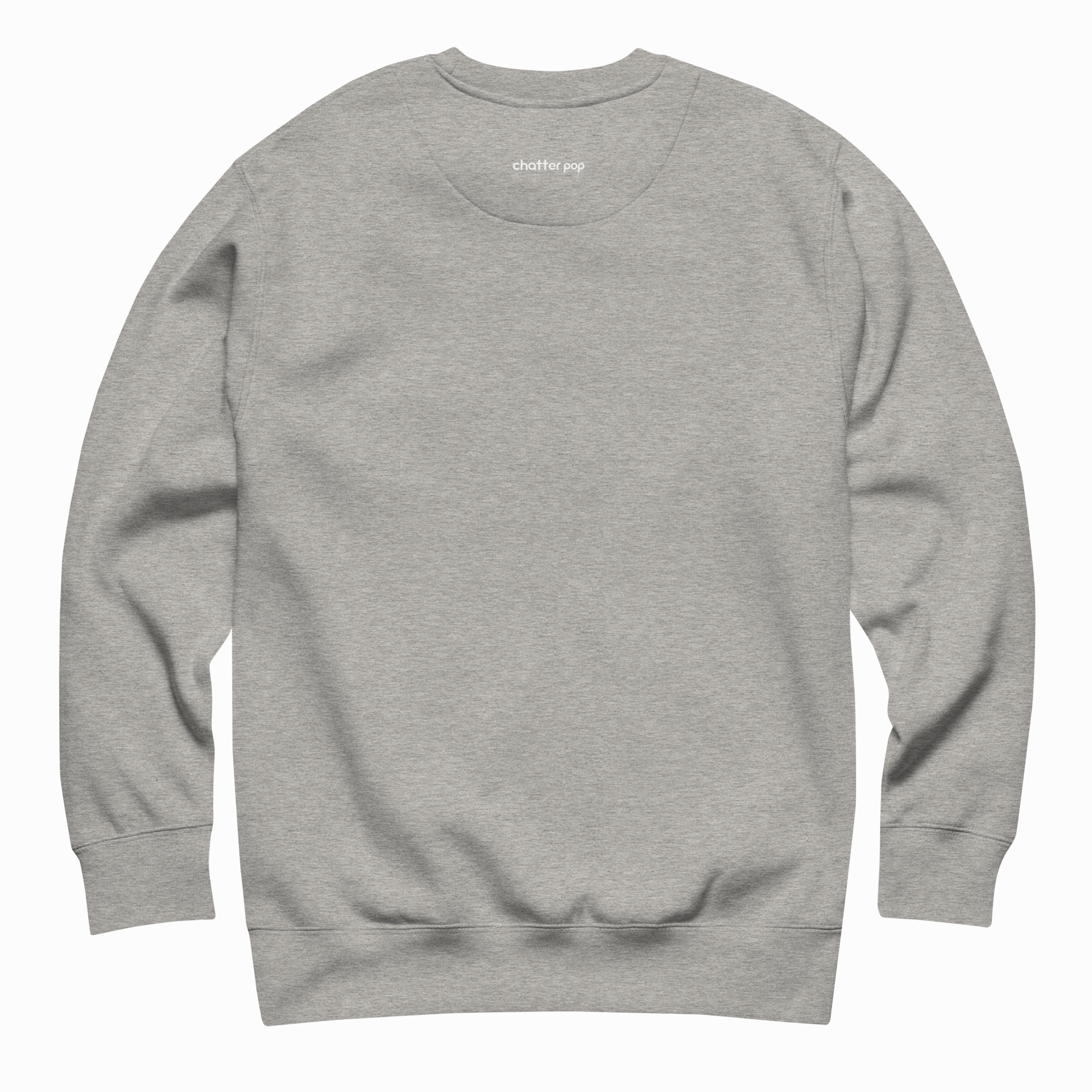 Heather gray crewneck sweatshirt shown flat on white background.