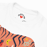 Baby romper with tiger design and 'Chatter Pop' branding on a white background